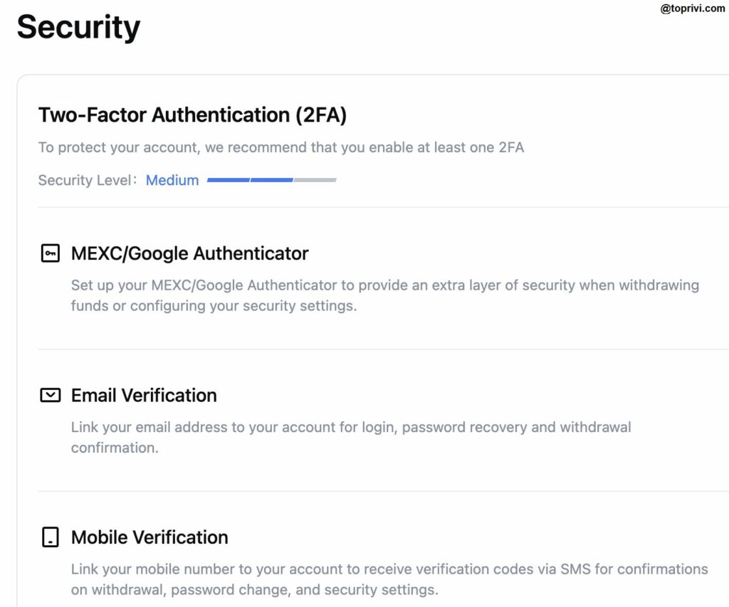 Use two-factor authentication - MEXC - Toprivi