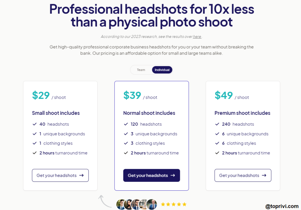 HeadshotPro-Affordable-pricing-Toprivi
